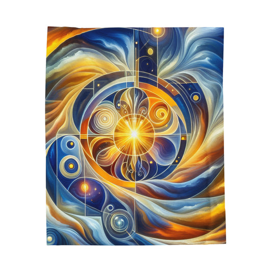 "Ascending Divinity: A Spiritual Awakening in Vibrant Geometry" - The Alien Velveteen Plush Blanket Religious Art Style