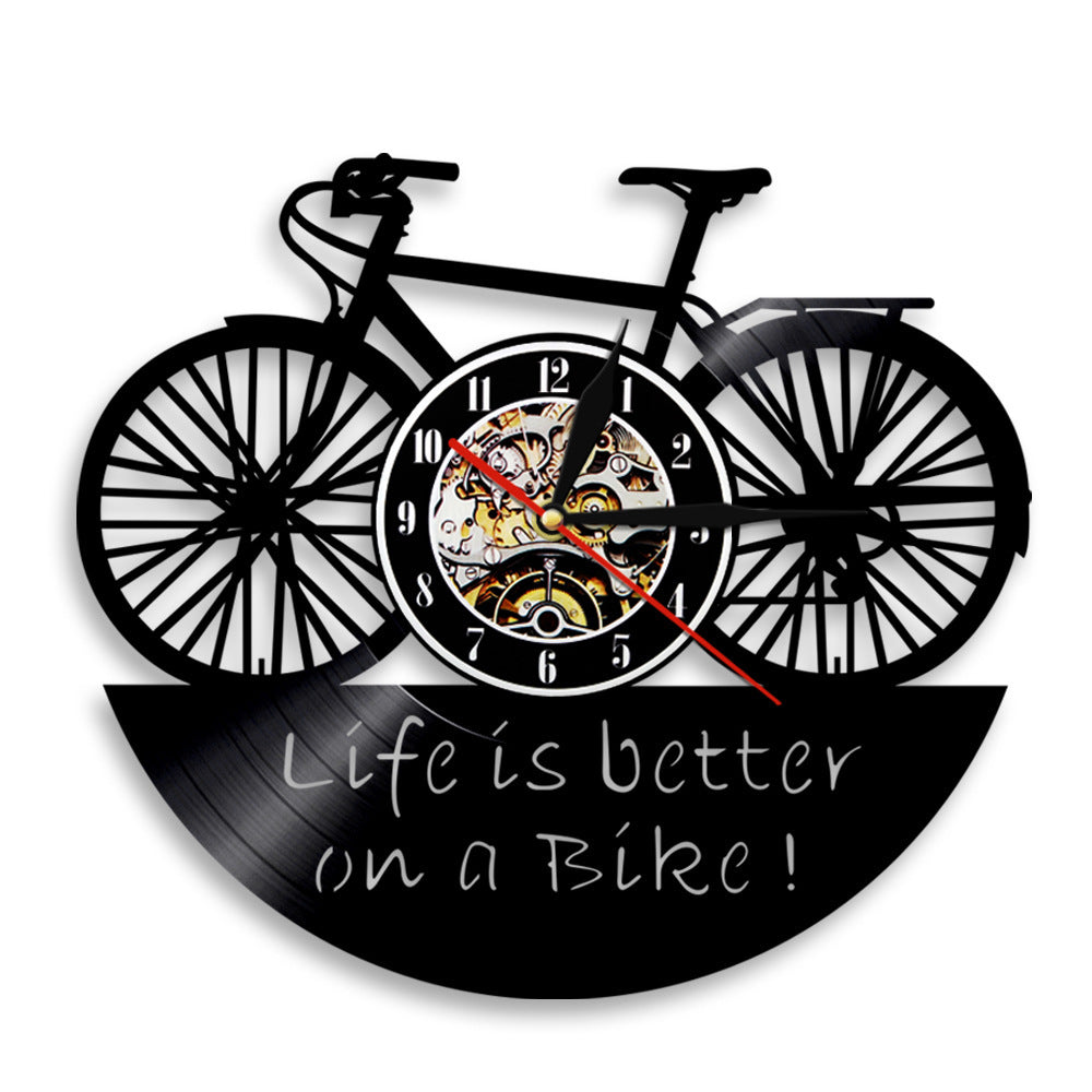 Vinyl Clock Bicycle Retro Nostalgic Record Wall Clock Wall Art Clock