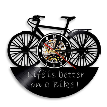 Vinyl Clock Bicycle Retro Nostalgic Record Wall Clock Wall Art Clock