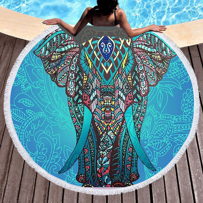 Round Beach Towel With Tassel Digital Printing  Microfiber Bath Towel Yoga Mat