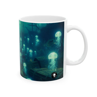 "Medusas resplandecientes en las profundidades" - Taza de cerámica The Alien 11oz