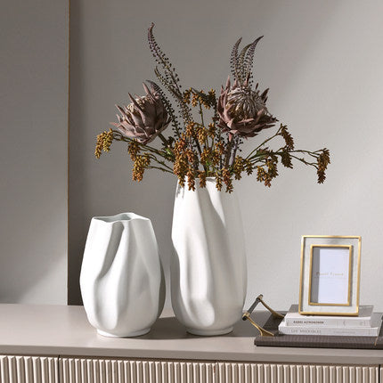 White Ceramic Vase Decoration Living Room Porch Dried Flower Flower Arrangement Model Room