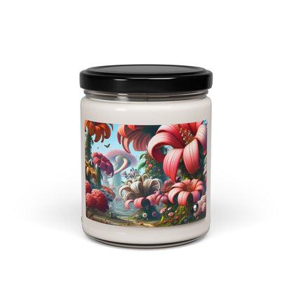 « Jardin fantaisiste : grandes fleurs et petites créatures » – Bougie parfumée au soja Alien 9oz