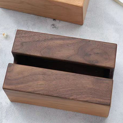 Pure Solid Wood Tissue Box Draw Box Japanese Simple Home Hotel B & B Oriental Aesthetic House Walnut Cherry Wood