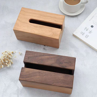 Pure Solid Wood Tissue Box Draw Box Japanese Simple Home Hotel B & B Oriental Aesthetic House Walnut Cherry Wood