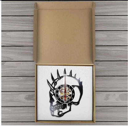 Reloj de pared con disco de vinilo personalizado Skeleton Art