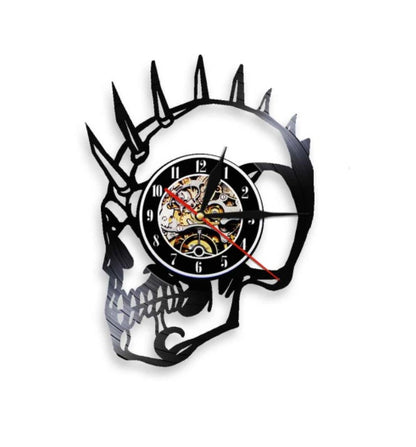 Reloj de pared con disco de vinilo personalizado Skeleton Art