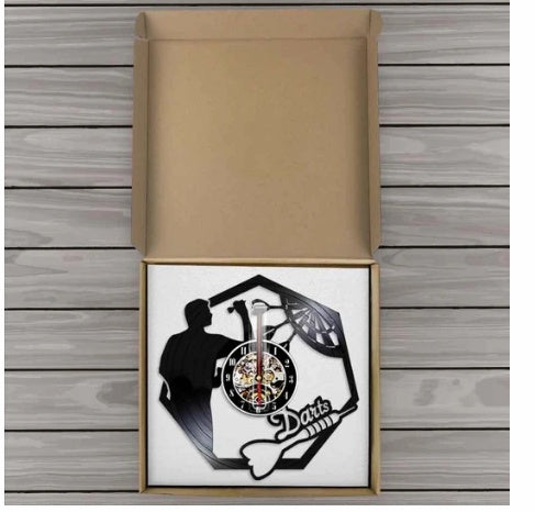 Wall Art Vinyl Clock Nightclub Bar Darts Game Record Wall Clock Modern