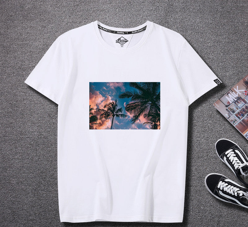 T-shirt Men''s Fashion Short Sleeve Harajuku Cotton Loose