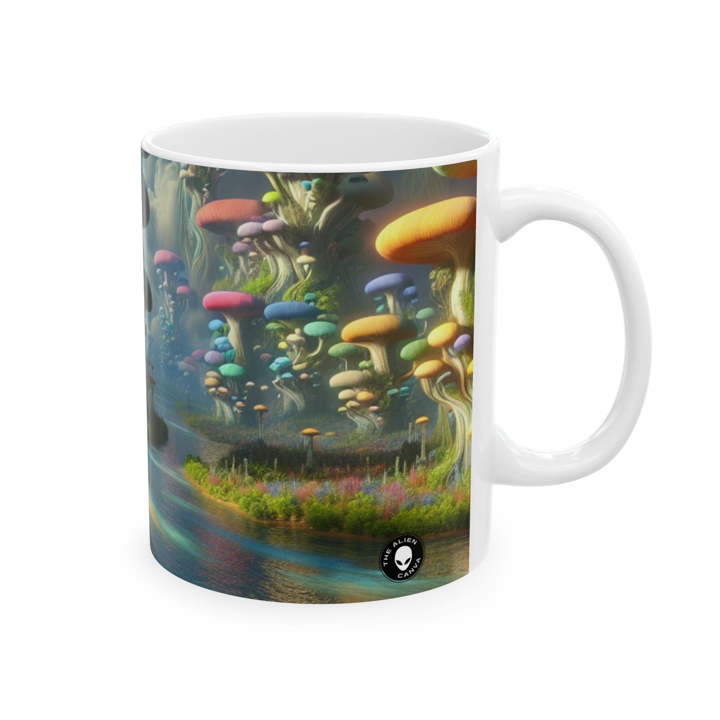 Taza de cerámica extraterrestre de 11 oz "Mystical Mushroom Wonderland"