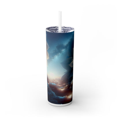 "Midnight Blooms: The Glow of Giant Flowers" - The Alien Maars® Skinny Tumbler with Straw 20oz