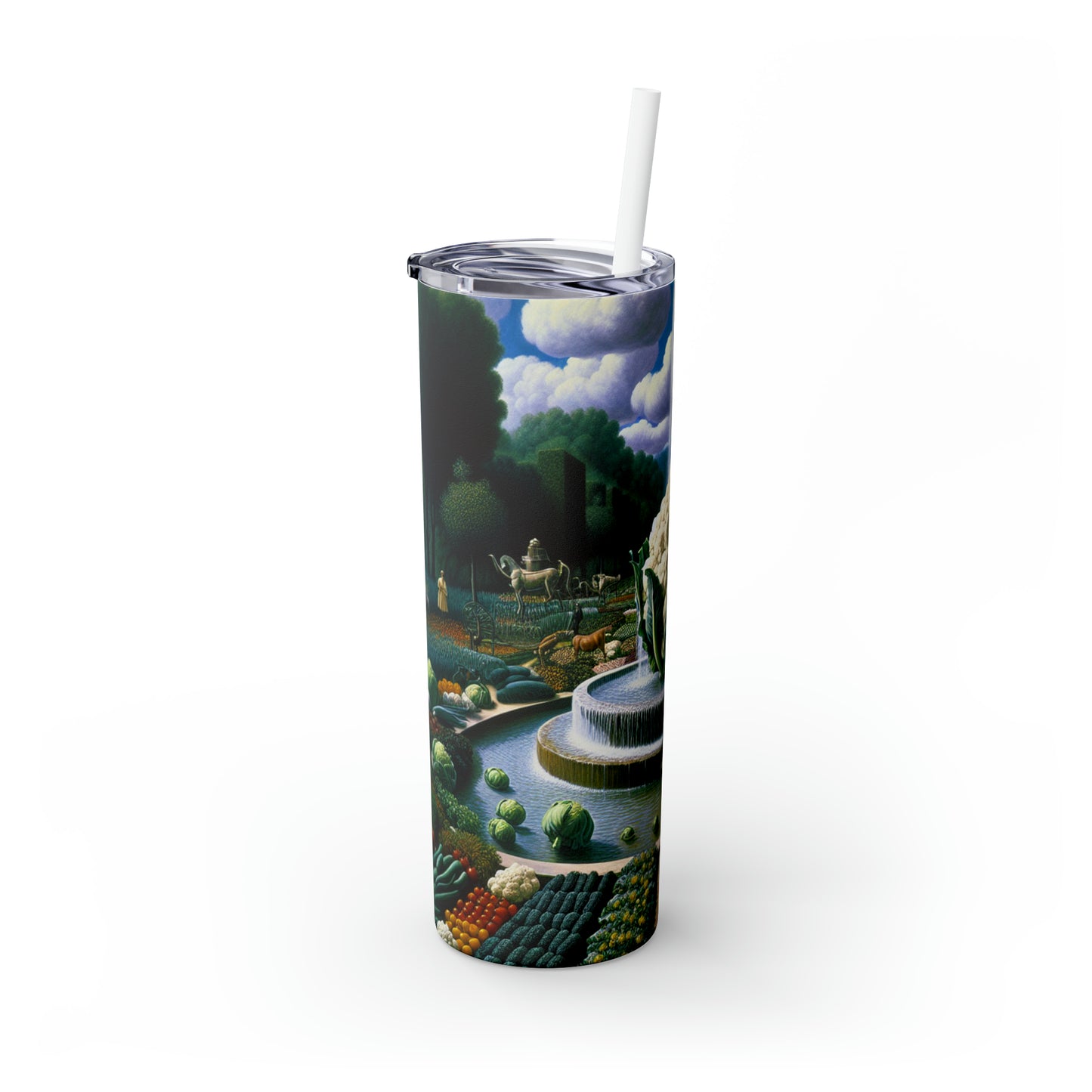 « La fontaine végétale : un conglomérat de chou-fleur » - The Alien Maars® Skinny Tumbler avec paille 20oz Surréalisme