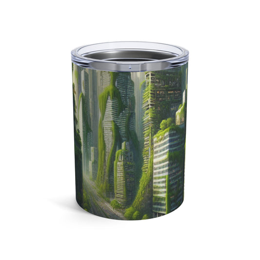 « La résurgence de la nature : un paysage urbain futuriste » - Le verre Alien Tumbler 10oz