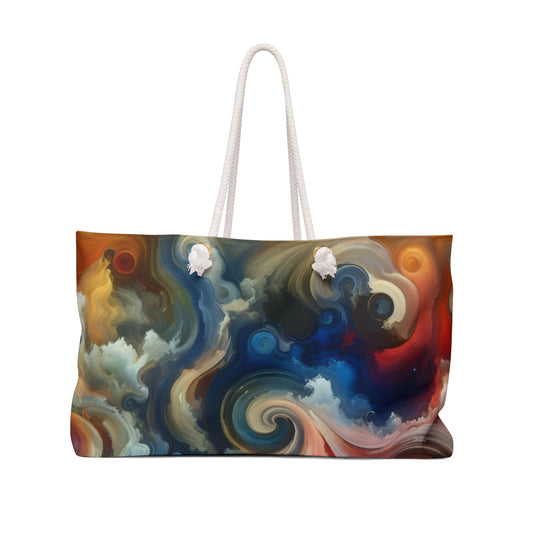 "Chaotic Balance: A Universe of Color" - The Alien Weekender Bag Abstract Art Style