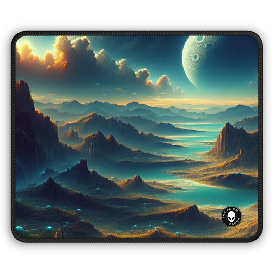 "Un Sueño Extraño: Un Mundo Desconocido en Detalle" - The Alien Gaming Mouse Pad planetas no descubiertos en estilo hyperrealista