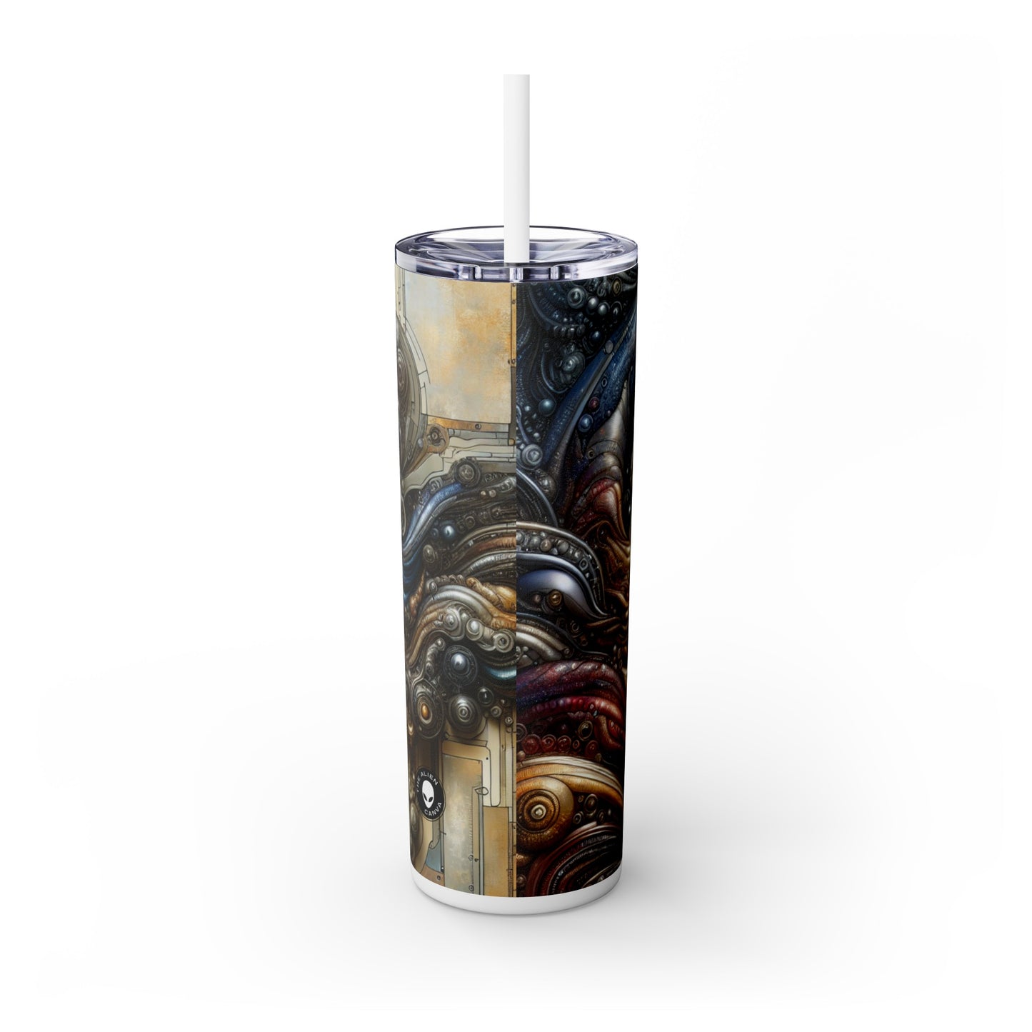 "Bio-Mech Cityscape: Harmonious Fusion" - The Alien Maars® Skinny Tumbler avec paille 20oz Art biomécanique