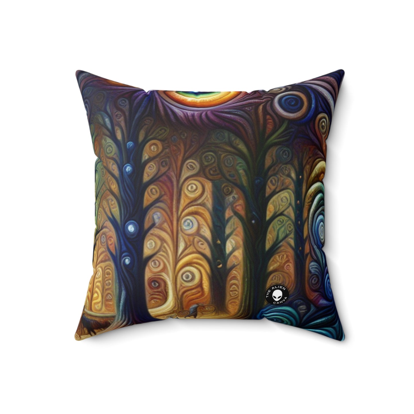 "Enchanted Rainbow Woods"- The Alien Spun Polyester Square Pillow