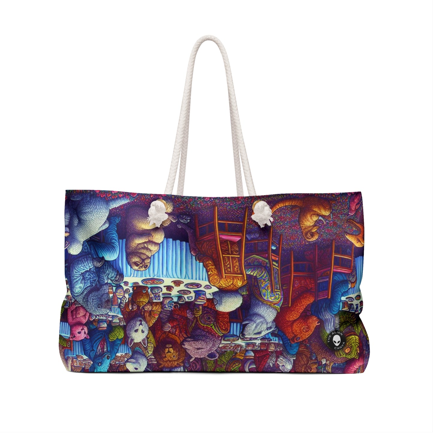 "Animal Tea Party in a Rainbow Wonderland" - The Alien Weekender Bag