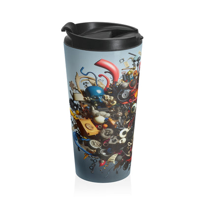 "Surreal Fusion: Crafting a Visual Poem" - The Alien Stainless Steel Travel Mug Dadaism