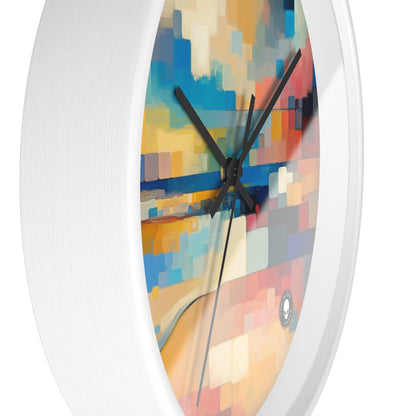 "Sunset Serenity: Pintura de campo de color pastel suave" - ​​La pintura de campo de color del reloj de pared alienígena