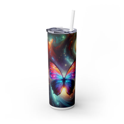 « Papillon Galactique : Un Spectacle Cosmique » - Le Verre Skinny Alien Maars® avec Paille 20oz