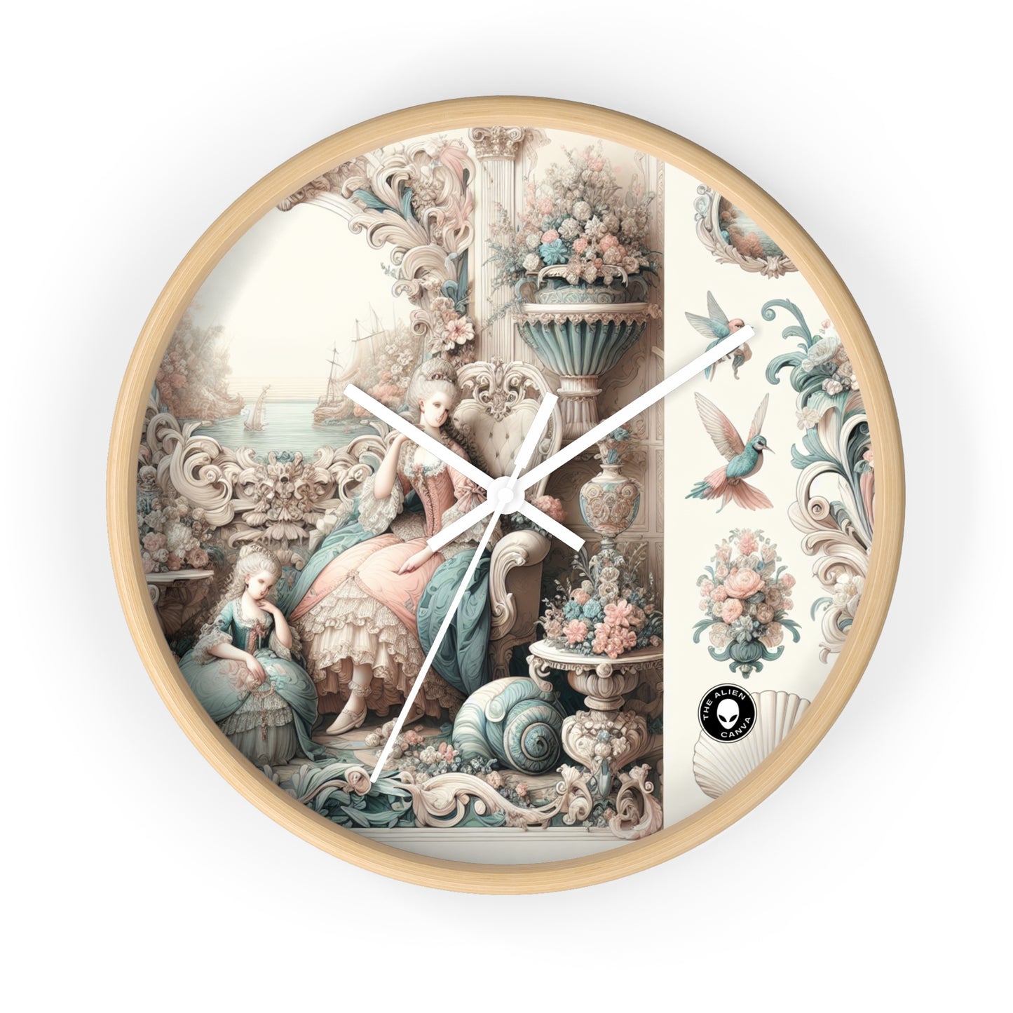 "Enchantment in Pastel Gardens: Rococo Fairy Princess" - The Alien Wall Clock Rococo