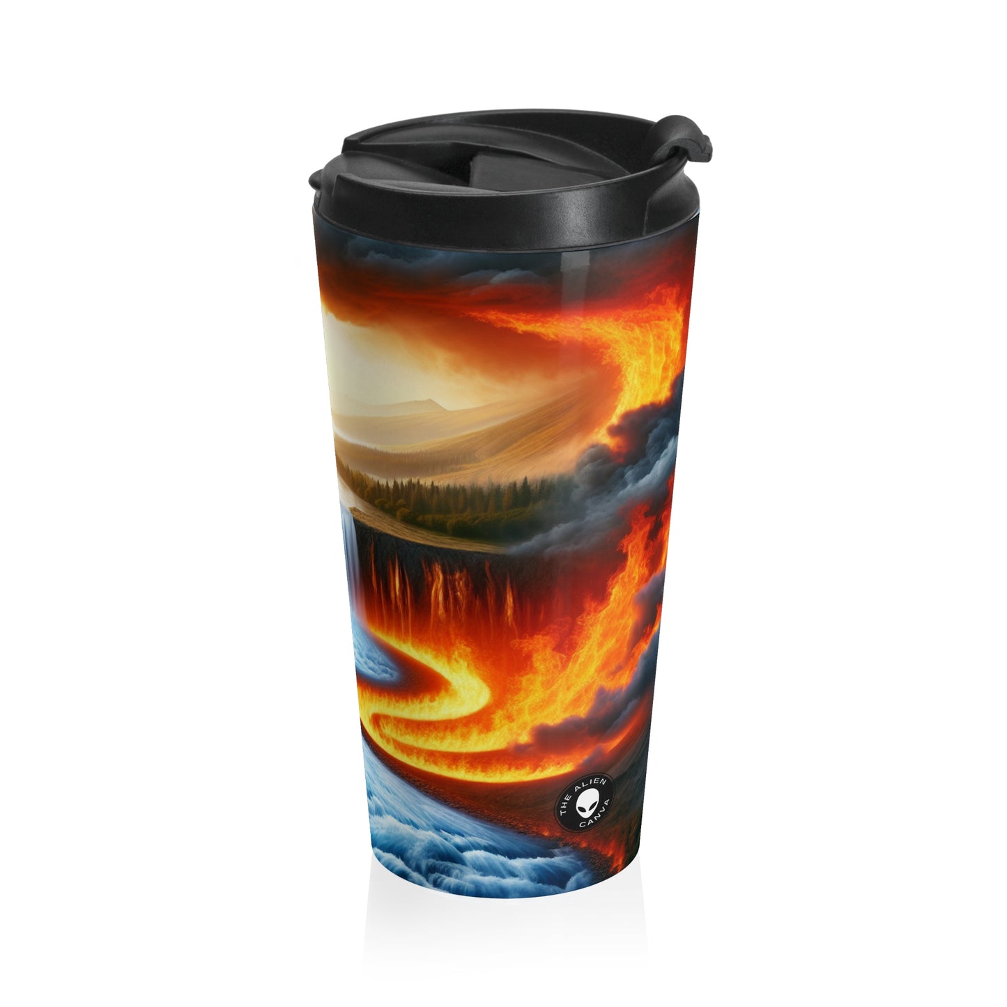 "Fusión de elementos: armonía en contraste" - Taza de viaje de acero inoxidable The Alien