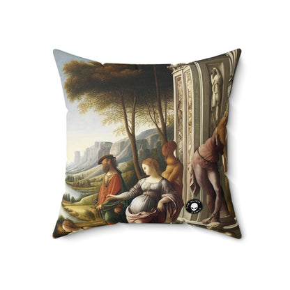 "A City Renaissance: Blending Classical Elegance with Modern Urban Energy"- The Alien Spun Polyester Square Pillow Renaissance Art