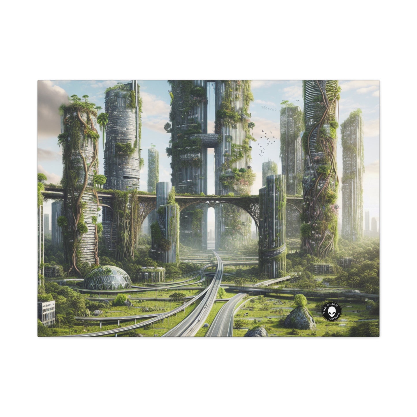 "Nature's Reclamation: A Futuristic Cityscape" - The Alien Canva