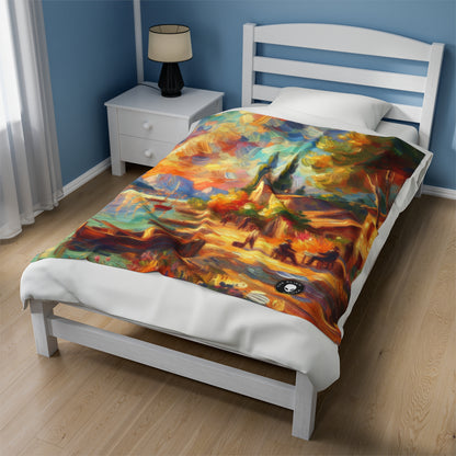 Anochecer dorado: un sereno paseo impresionista junto al agua - The Alien Velveteen Plush Blanket Impressionism