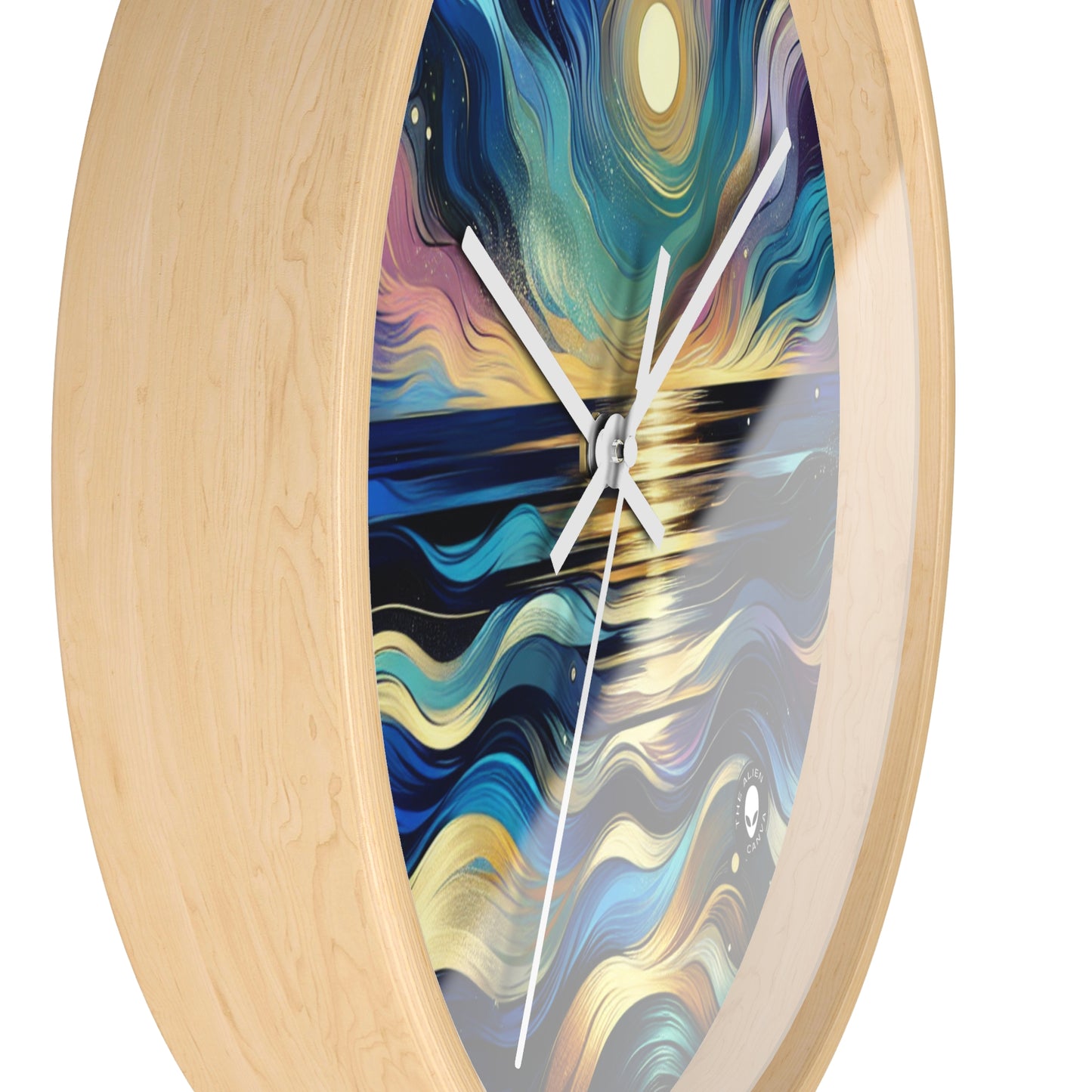 "Midnight Majesty: Abstract Ocean Reflections" - The Alien Wall Clock