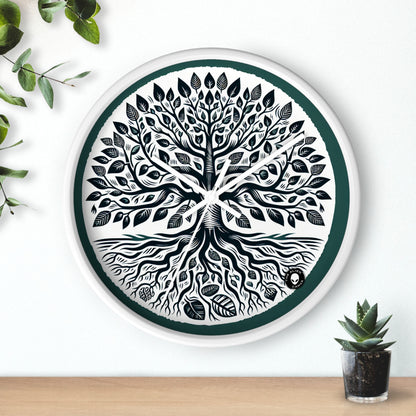 "Modern Woodcut Family Tree" - The Alien Wall Clock Woodcut Printing