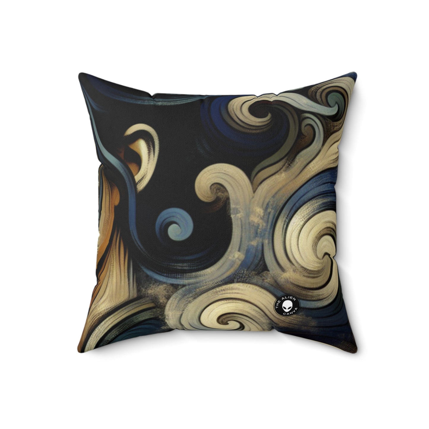 "Primitive Smoke: A Mystical Portrait." - The Alien Spun Polyester Square Pillow Primitivism