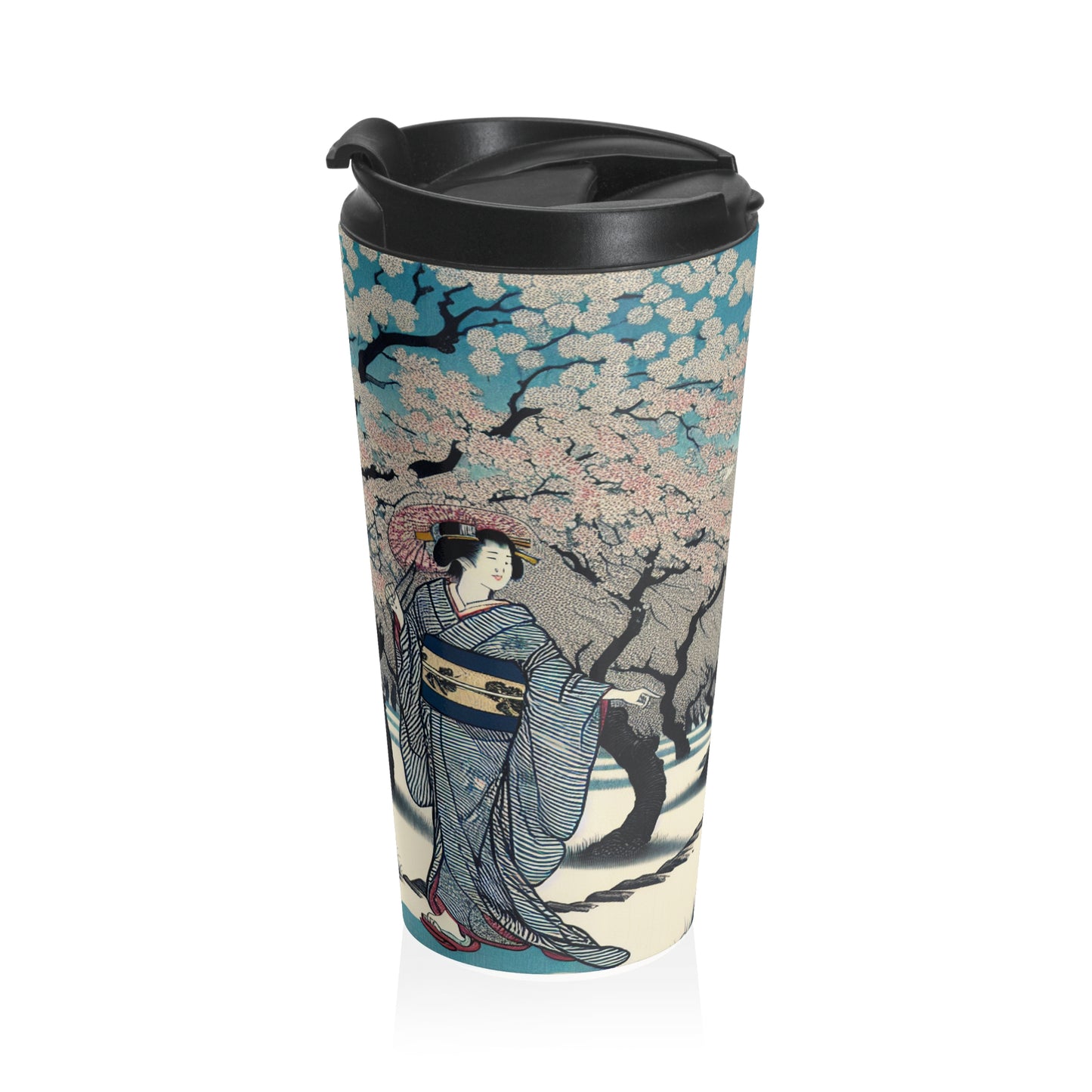 "Blossoming Sky" - La tasse de voyage en acier inoxydable Alien Ukiyo-e (impression sur bois japonaise)