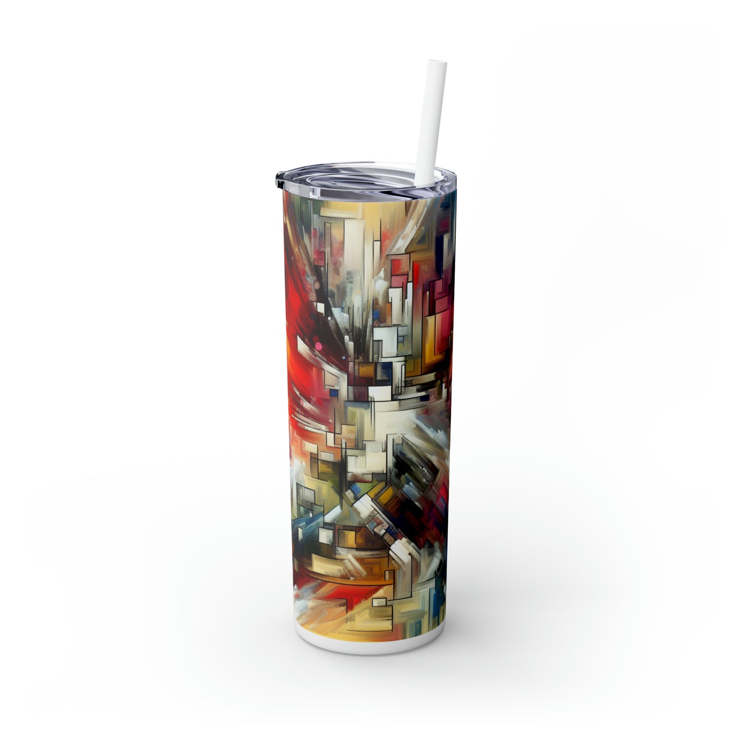 "Nature's Fury: An Abstract Expressionist Interpretation of a Raging Thunderstorm" - The Alien Maars® Skinny Tumbler with Straw 20oz Abstract Expressionism