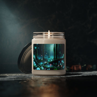 "Nuit enchantée : forêt bioluminescente" - Bougie parfumée au soja Alien 9oz