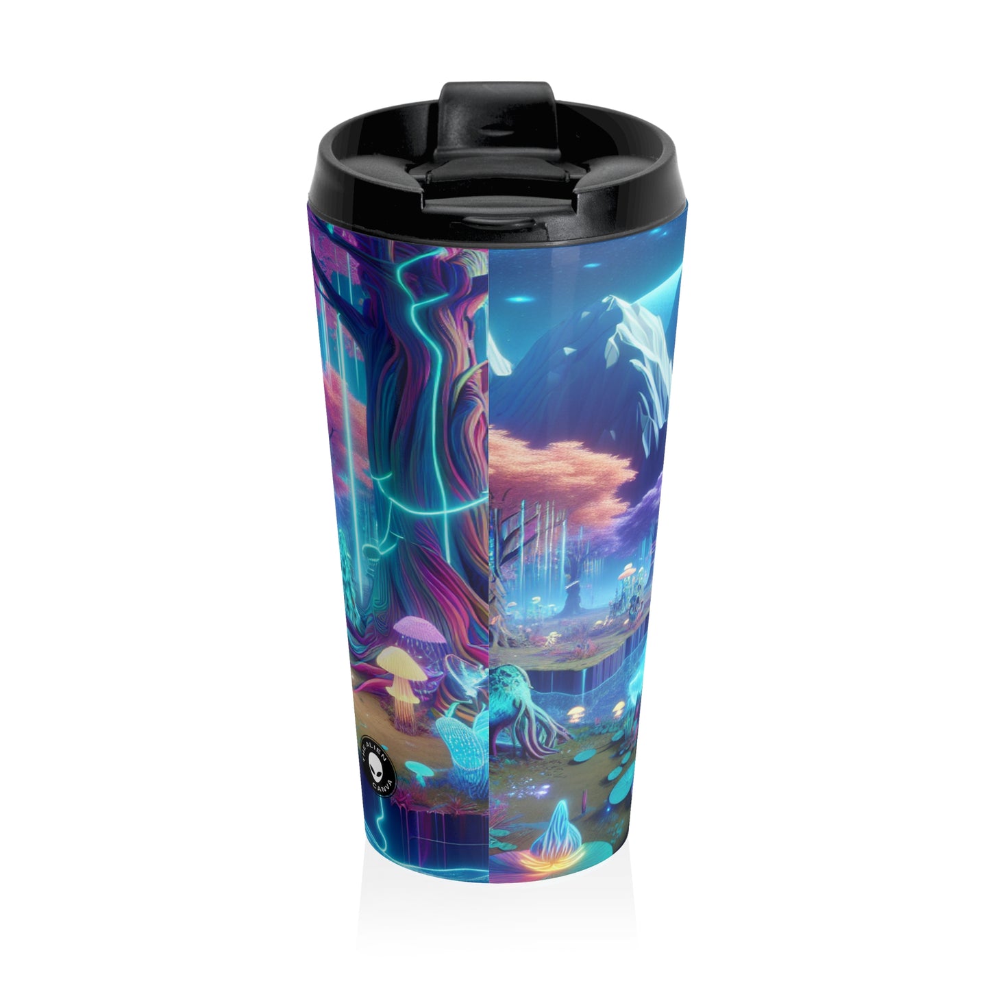 "Dreamscape Odyssey" - The Alien Stainless Steel Travel Mug Virtual Reality Art