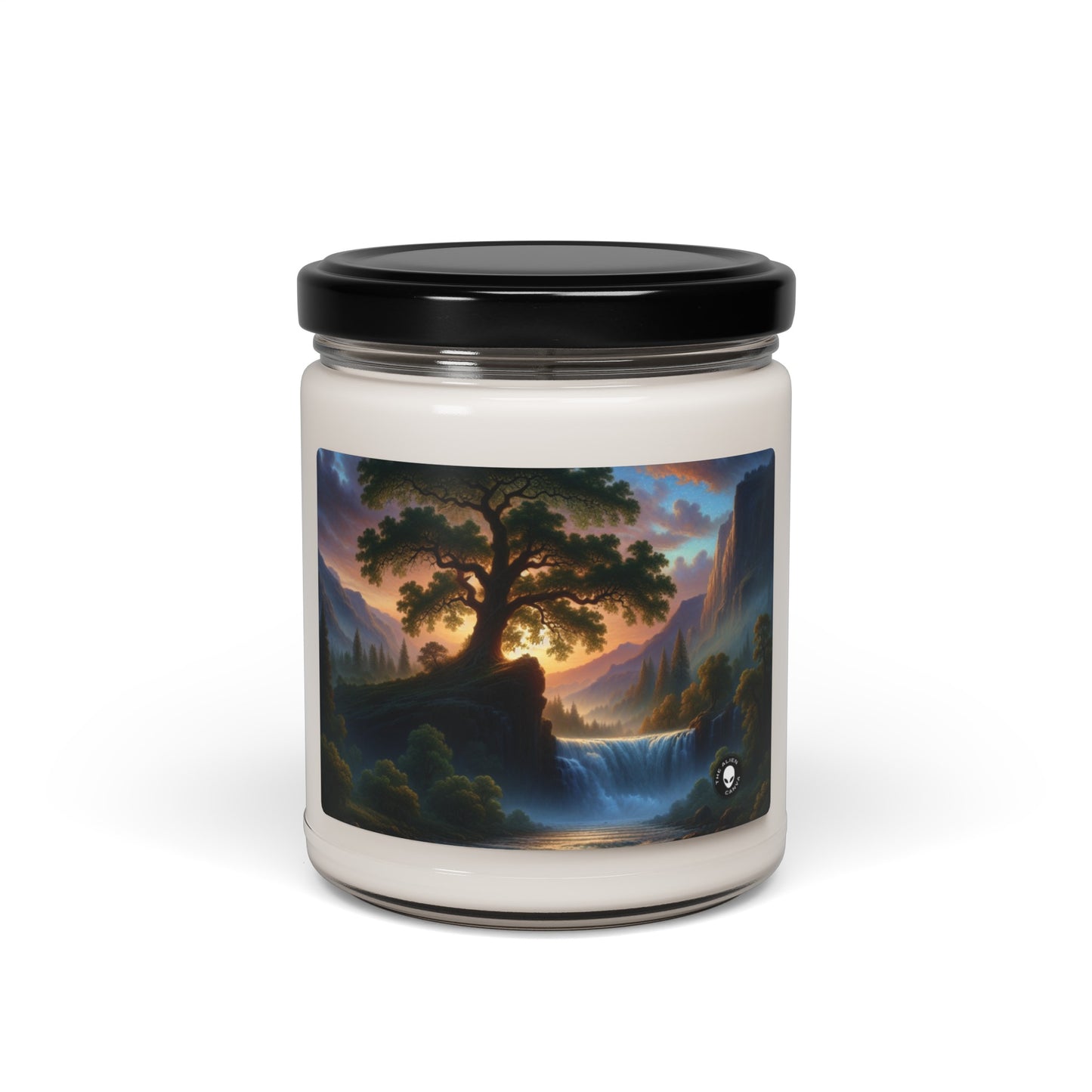 "L'étreinte de la tempête : un paysage romantique" - La bougie de soja parfumée Alien 9oz Romantisme