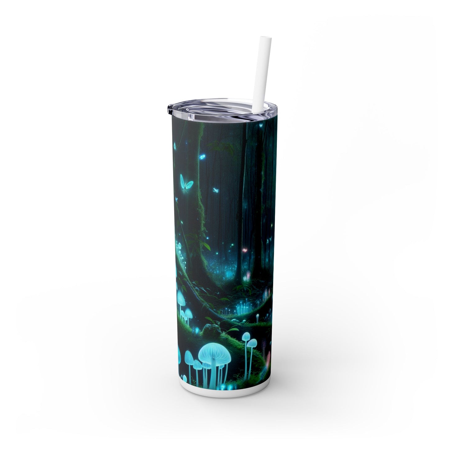 "Enchanted Night: Bioluminescent Forest" - The Alien Maars® Skinny Tumbler with Straw 20oz