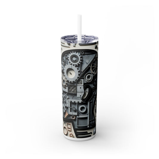 "Temporal Layers: Life's Journey Through Abstract Imagery" - The Alien Maars® Skinny Tumbler with Straw 20oz Conceptual Art