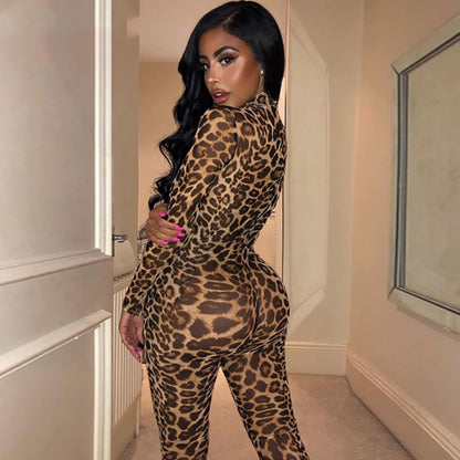 Transparent Leopard Print Jumpsuit