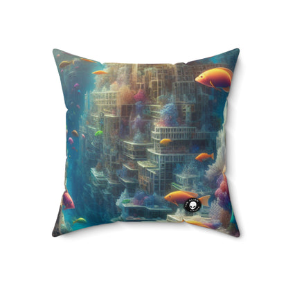 "Coralline City: A Surreal Underwater Wonderland"- The Alien Spun Polyester Square Pillow