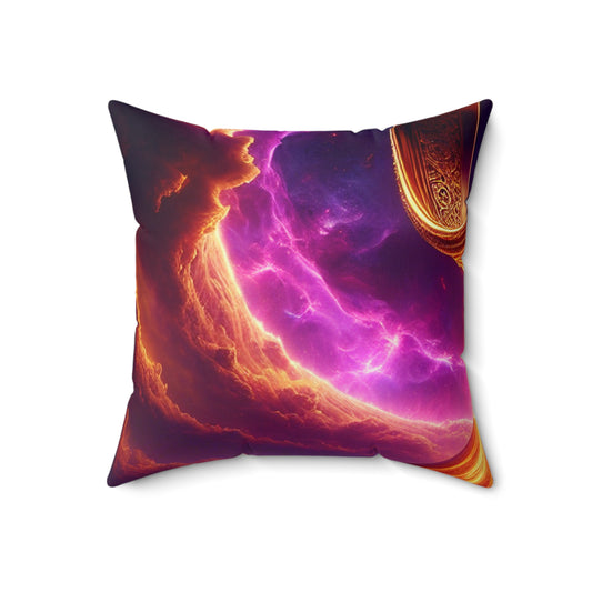 "Ring of Doom: A Surreal Descent." - The Alien Spun Polyester Square Pillow