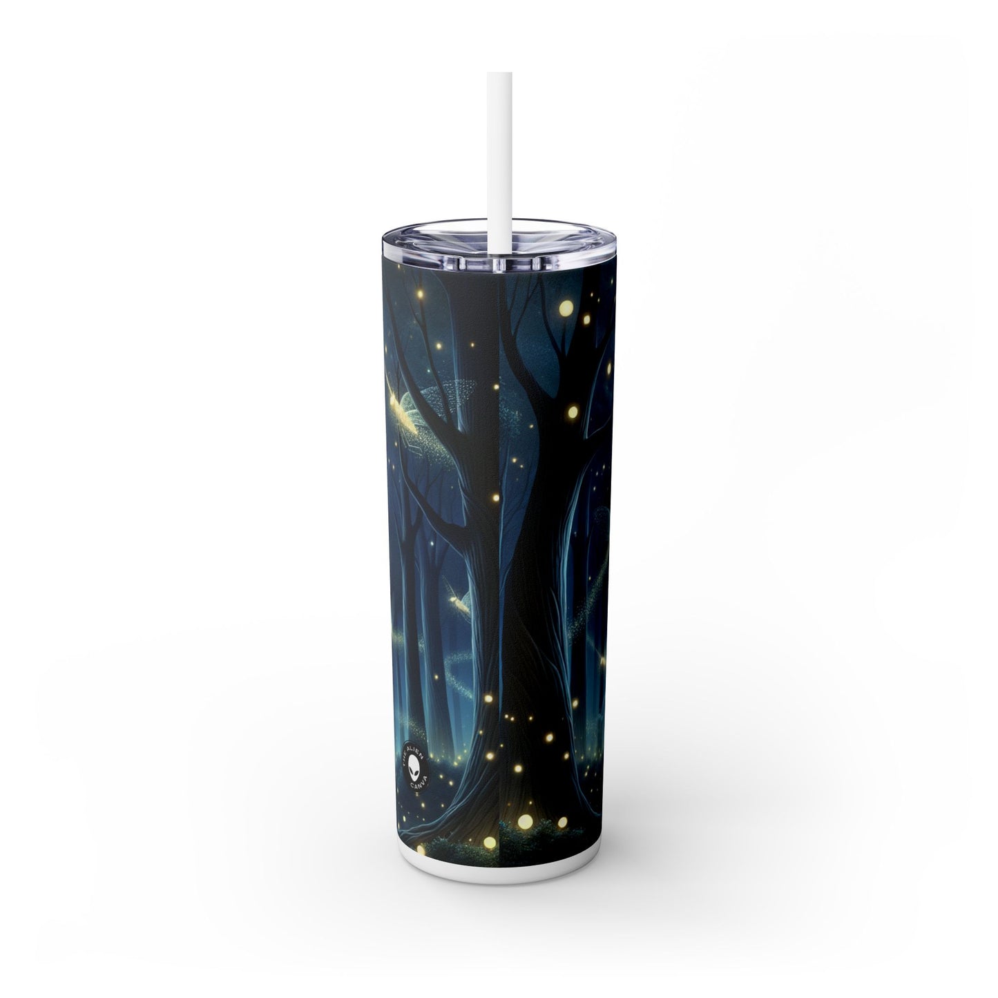 "Forêt enchantée au clair de lune" - Le verre fin Alien Maars® avec paille 20 oz