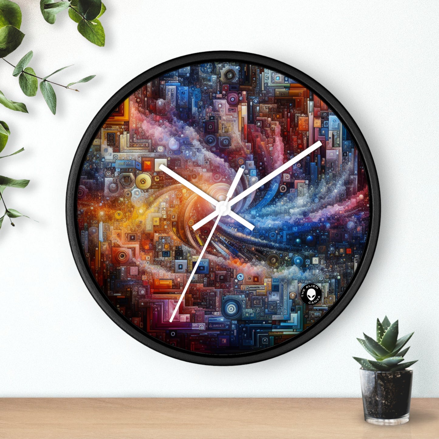 "Noches de ciudades futuristas: una metrópolis deslumbrante de innovación e imaginación" - The Alien Wall Clock Digital Art