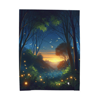 "Enchanted Dusk: Fireflies in the Forest" - The Alien Velveteen Plush Blanket