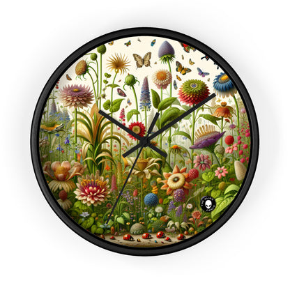 "Enchanted Garden: A Whimsical Scene" - The Alien Wall Clock