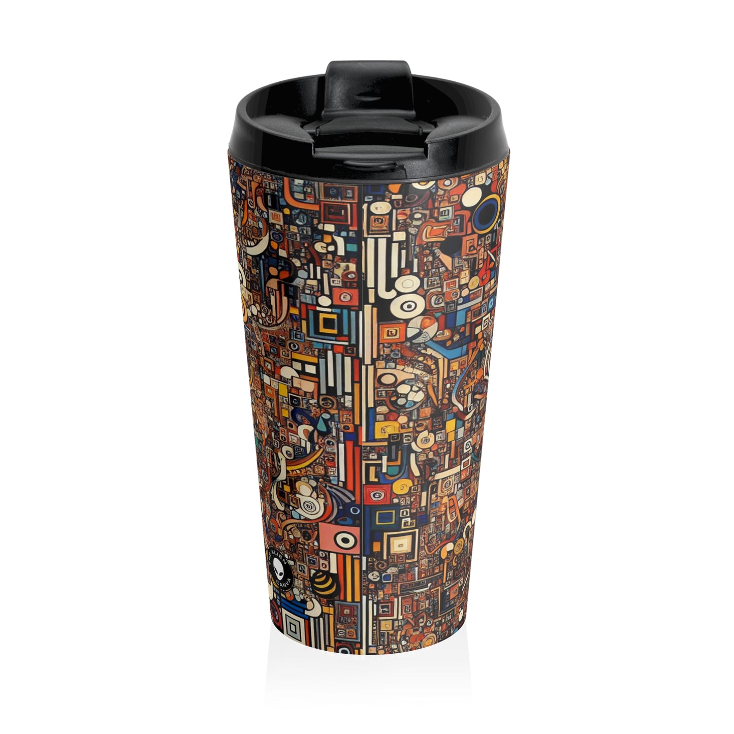 "Dadaist Delirium: A Chaotic Collage Adventure" - The Alien Stainless Steel Travel Mug Dadaism