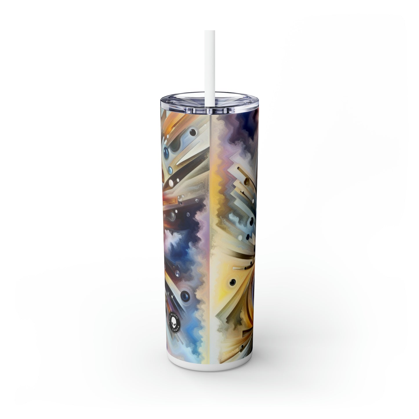 "Nature's Mechanical Symphony" - The Alien Maars® Skinny Tumbler with Straw 20oz Abstract Surrealism