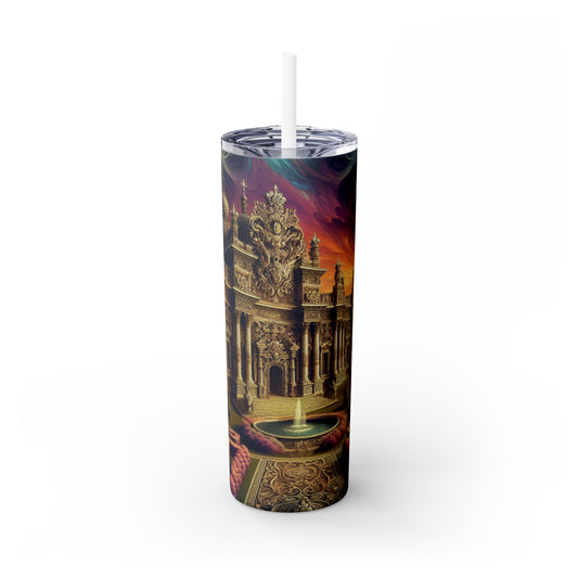 "Whimsy and Mystery: The Enchanted Masquerade in Baroque Splendor" - The Alien Maars® Skinny Tumbler with Straw 20oz Baroque